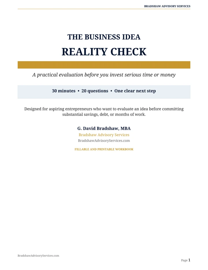 The Business Idea Reality Check workbook cover